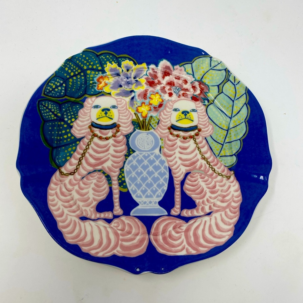 Anthropologie Paige Gemmel dessert plate Staffordshire dogs